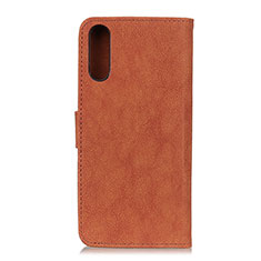 Leather Case Stands Flip Cover Holder A01D for Samsung Galaxy M02 Brown