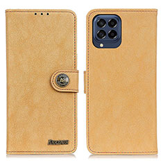 Leather Case Stands Flip Cover Holder A01D for Samsung Galaxy M53 5G Gold
