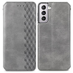 Leather Case Stands Flip Cover Holder A01D for Samsung Galaxy S21 5G Gray