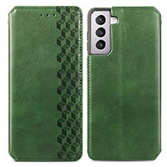 Leather Case Stands Flip Cover Holder A01D for Samsung Galaxy S21 5G Green