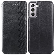 Leather Case Stands Flip Cover Holder A01D for Samsung Galaxy S21 Plus 5G Black