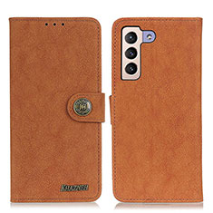 Leather Case Stands Flip Cover Holder A01D for Samsung Galaxy S21 Plus 5G Brown