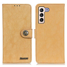 Leather Case Stands Flip Cover Holder A01D for Samsung Galaxy S22 5G Gold