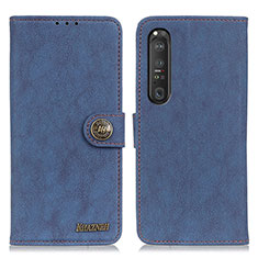 Leather Case Stands Flip Cover Holder A01D for Sony Xperia 1 III Blue
