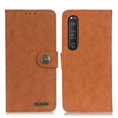 Leather Case Stands Flip Cover Holder A01D for Sony Xperia 1 III Brown
