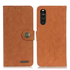 Leather Case Stands Flip Cover Holder A01D for Sony Xperia 10 III Brown