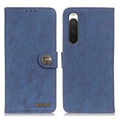 Leather Case Stands Flip Cover Holder A01D for Sony Xperia 10 IV Blue