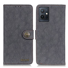 Leather Case Stands Flip Cover Holder A01D for Vivo iQOO Z6 5G Black