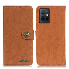 Leather Case Stands Flip Cover Holder A01D for Vivo iQOO Z6 5G Brown