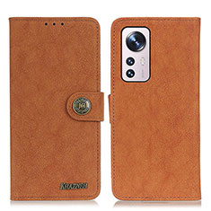 Leather Case Stands Flip Cover Holder A01D for Xiaomi Mi 12 5G Brown