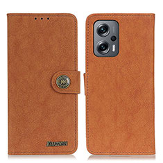 Leather Case Stands Flip Cover Holder A01D for Xiaomi Poco F5 5G Brown