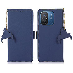 Leather Case Stands Flip Cover Holder A01D for Xiaomi Redmi 12C 4G Blue