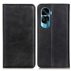 Leather Case Stands Flip Cover Holder A02D for Huawei Honor 90 Lite 5G Black
