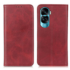 Leather Case Stands Flip Cover Holder A02D for Huawei Honor 90 Lite 5G Red