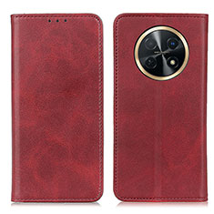 Leather Case Stands Flip Cover Holder A02D for Huawei Nova Y91 Red