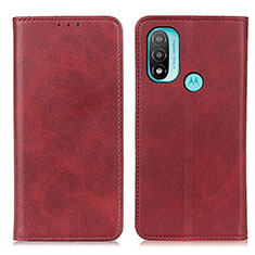 Leather Case Stands Flip Cover Holder A02D for Motorola Moto E20 Red