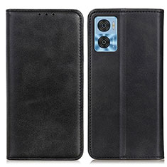 Leather Case Stands Flip Cover Holder A02D for Motorola Moto E22 Black