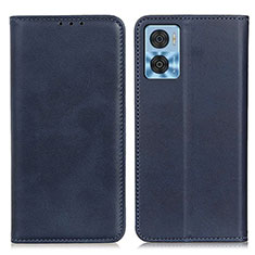 Leather Case Stands Flip Cover Holder A02D for Motorola Moto E22 Blue