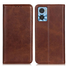 Leather Case Stands Flip Cover Holder A02D for Motorola Moto E22i Brown