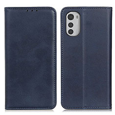 Leather Case Stands Flip Cover Holder A02D for Motorola Moto E32 Blue