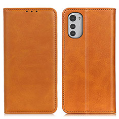 Leather Case Stands Flip Cover Holder A02D for Motorola Moto E32 Light Brown