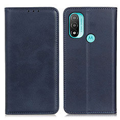 Leather Case Stands Flip Cover Holder A02D for Motorola Moto E40 Blue
