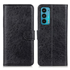 Leather Case Stands Flip Cover Holder A02D for Motorola Moto Edge 20 5G Black