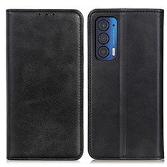 Leather Case Stands Flip Cover Holder A02D for Motorola Moto Edge (2021) 5G Black