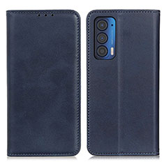 Leather Case Stands Flip Cover Holder A02D for Motorola Moto Edge (2021) 5G Blue