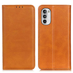 Leather Case Stands Flip Cover Holder A02D for Motorola Moto Edge (2022) 5G Light Brown