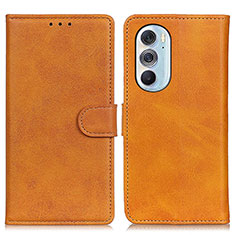 Leather Case Stands Flip Cover Holder A02D for Motorola Moto Edge 30 Pro 5G Light Brown