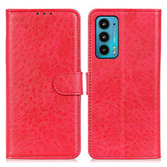 Leather Case Stands Flip Cover Holder A02D for Motorola Moto Edge Lite 5G Red