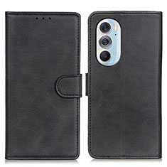 Leather Case Stands Flip Cover Holder A02D for Motorola Moto Edge Plus (2022) 5G Black