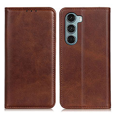 Leather Case Stands Flip Cover Holder A02D for Motorola Moto Edge S30 5G Brown