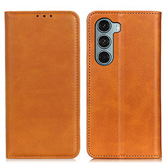 Leather Case Stands Flip Cover Holder A02D for Motorola Moto Edge S30 5G Light Brown