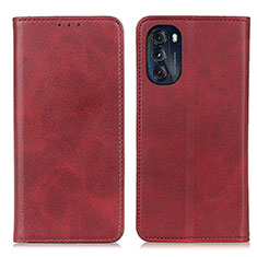 Leather Case Stands Flip Cover Holder A02D for Motorola Moto G 5G (2022) Red