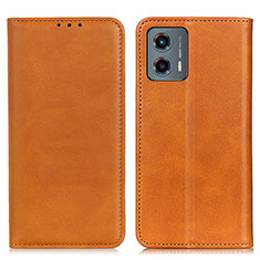 Leather Case Stands Flip Cover Holder A02D for Motorola Moto G 5G (2023) Light Brown