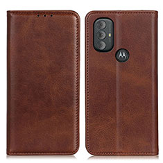 Leather Case Stands Flip Cover Holder A02D for Motorola Moto G Play (2023) Brown