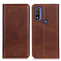 Leather Case Stands Flip Cover Holder A02D for Motorola Moto G Pure Brown