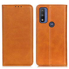 Leather Case Stands Flip Cover Holder A02D for Motorola Moto G Pure Light Brown