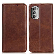 Leather Case Stands Flip Cover Holder A02D for Motorola Moto G Stylus (2022) 4G Brown