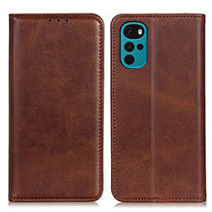 Leather Case Stands Flip Cover Holder A02D for Motorola Moto G22 Brown