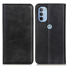 Leather Case Stands Flip Cover Holder A02D for Motorola Moto G31 Black