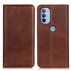 Leather Case Stands Flip Cover Holder A02D for Motorola Moto G31 Brown