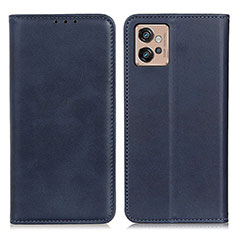 Leather Case Stands Flip Cover Holder A02D for Motorola Moto G32 Blue