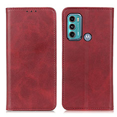 Leather Case Stands Flip Cover Holder A02D for Motorola Moto G40 Fusion Red