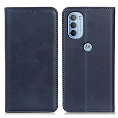 Leather Case Stands Flip Cover Holder A02D for Motorola Moto G41 Blue