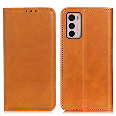 Leather Case Stands Flip Cover Holder A02D for Motorola Moto G42 Light Brown