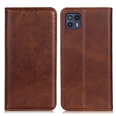 Leather Case Stands Flip Cover Holder A02D for Motorola Moto G50 5G Brown