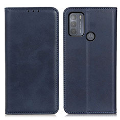 Leather Case Stands Flip Cover Holder A02D for Motorola Moto G50 Blue